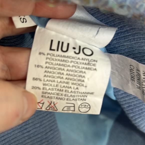LIU-JO - sweater sequins iridescent blue angora blend vneck size XS - Picture 6 of 9